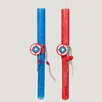 Λαμπάδα Captain America - με ξύλινο στολίδι  Σουπερ Ηρωες