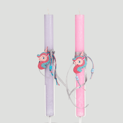 Λαμπάδα με ξύλινο στολίδι – μονόκερο