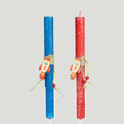 Λαμπάδα με ξύλινο στολίδι – διαστημόπλοιο