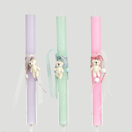 Λαμπάδα με ξύλινο στολίδι – αρκουδάκι