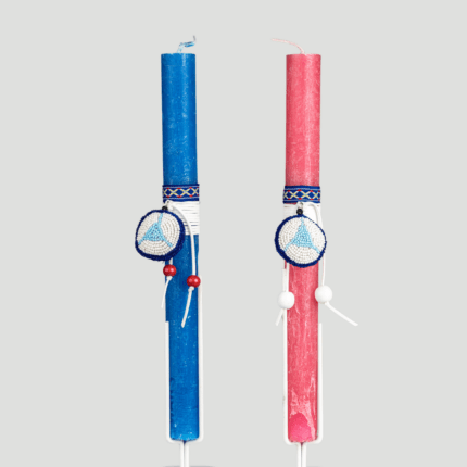 Λαμπάδα με κεντητό στολίδι με χάντρες - μάτι