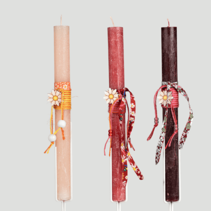 Λαμπάδα με ξύλινο στολίδι – μαργαρίτα