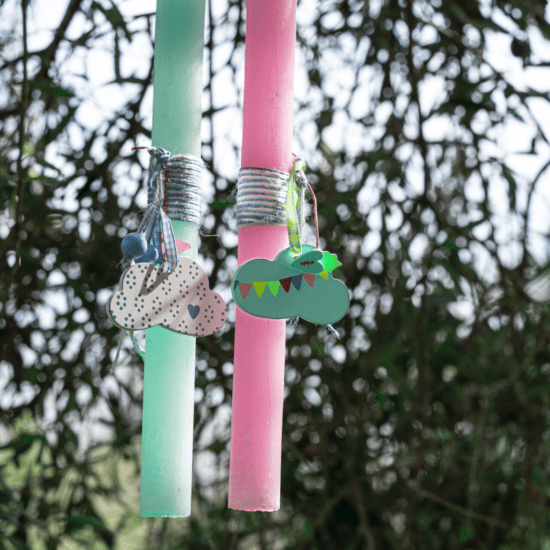 WAKS Easter candles Χειροποίητες Πασχαλινές λαμπάδες με ξύλινα οικολογικά στολίδια χάντρες και κεντήματα WAKS Easter candles Χειροποίητες Πασχαλινές λαμπάδες με ξύλινα οικολογικά στολίδια χάντρες και κεντήματα