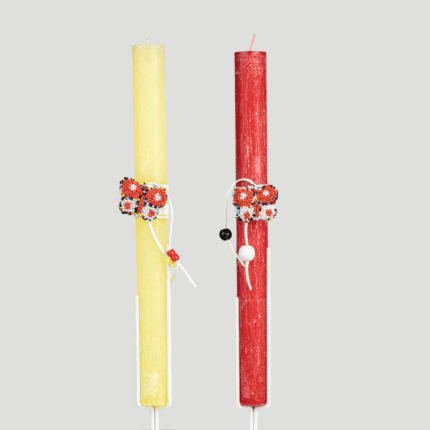 Λαμπάδα με κεντητό στολίδι - πορτοκαλί πεταλούδα