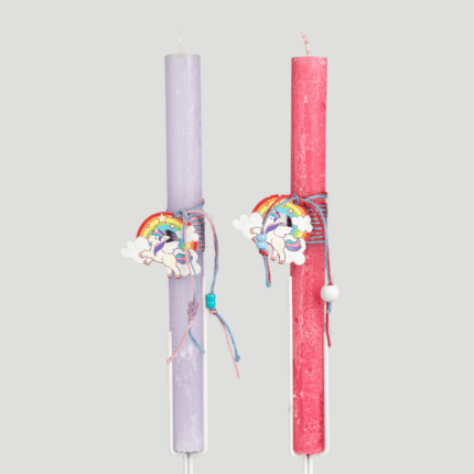 Λαμπάδα με ξύλινο στολίδι – ουράνιο τόξο