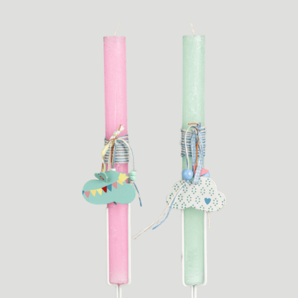 Λαμπάδα με ξύλινο στολίδι – συννεφάκι