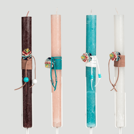 Λαμπάδα με μεταλλικό στολίδι – πολύχρωμο φύλλο